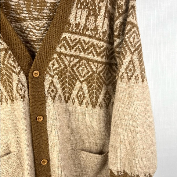 THE ALPACA CONNECTION LG/XL 100% ALPACA CARDIGAN,NORDIC PATTERN HANDMADE IN PERU - Picture 3 of 11